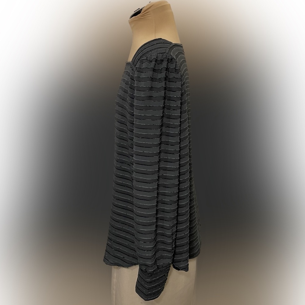 LOFT Square Neck Raised Stripe Long Sleeve Blouse - Picture 3 of 8